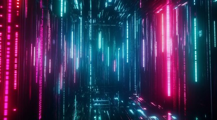 Fototapete - A beauty futuristic abstract background in a high-tech style. Shining lines and patterns resembling neural networks, connections, and digital circuits.