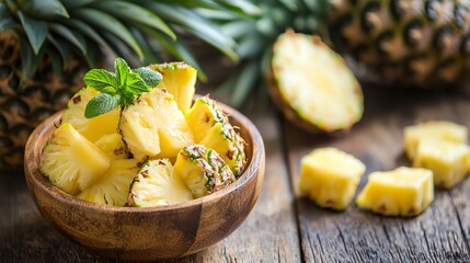 Wall Mural - A bowl of pineapple chunks