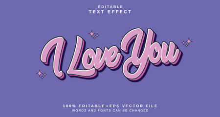 Poster - editable text style effect - i love you text style theme.