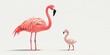 © AiPhotoSale - Elegant pink flamingo with a graceful long neck, curving its beak as it gazes rightward, exuding vibrant charm against a tranquil backdrop