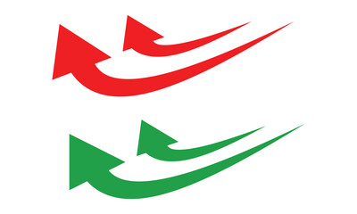 Fototapete - Red and green arrows. arrow indicated the direction symbol. curved arrow sign.  Arrow indicated the direction symbol Icon set. Red and green single headed arrow icon set on white background. 