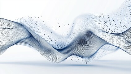 Wall Mural - abstract blue particle wave flowing, white background, digital art, website banner