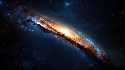 Wall Mural - a magnificent spiral galaxy is showcased with bright hues of orange and blue against the dark backdr