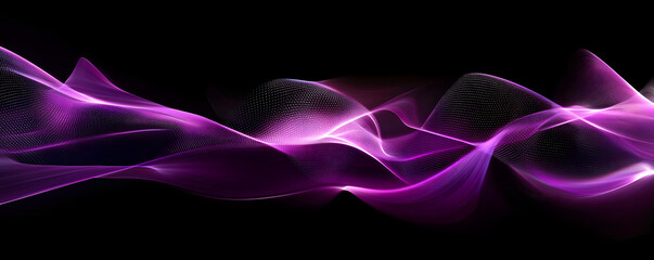 Wall Mural - abstract purple wave on a black background. neon translucent wave. transfusion of light. abstract ba