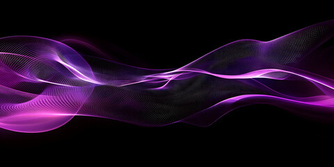 Wall Mural - abstract purple wave on a black background. neon translucent wave. transfusion of light. abstract ba