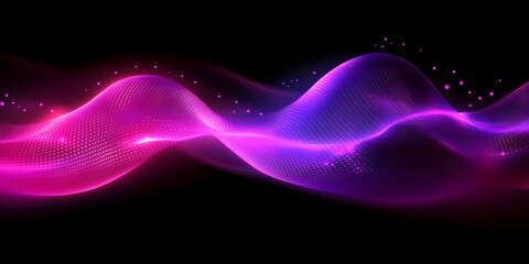Wall Mural - abstract purple wave on a black background. neon translucent wave. transfusion of light. abstract ba