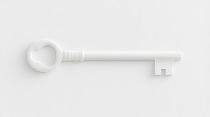 Aufkleber - Minimalist white key on a white surface. Simple and clean design symbolizing access, security, and solutions. Isolated. Modern and sleek aesthetic.