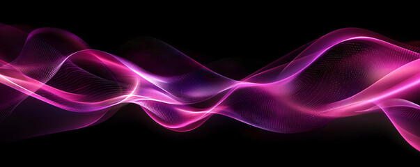 Wall Mural - abstract purple wave on a black background. neon translucent wave. transfusion of light. abstract ba