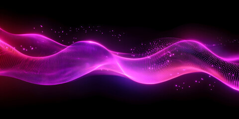 Wall Mural - abstract purple wave on a black background. neon translucent wave. transfusion of light. abstract ba