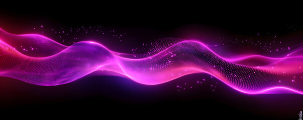 Wall Mural - abstract purple wave on a black background. neon translucent wave. transfusion of light. abstract ba