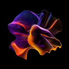 Wall Mural - abstract multicolored wavy figure on a black background. neon translucent shape in bright colors. ab