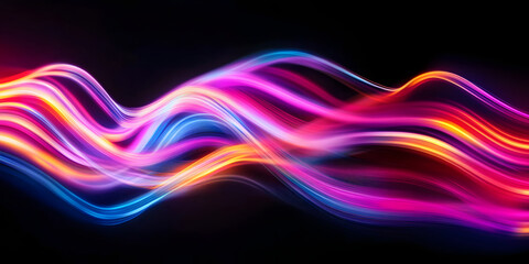 Wall Mural - abstract multi-colored wave on a black background. neon translucent wave of bright colors. abstract 