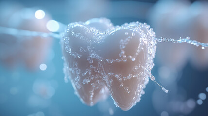 Poster - Neuro-map design showcasing a vibrant 3D tooth structure with bubbles