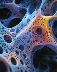 Poster - Neuro-map illustrating intricate connections in vibrant colors and textures