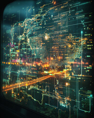 Aufkleber - Vibrant trade connections lighting up the digital map of the US