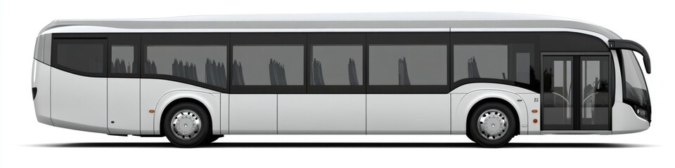 Poster - A white bus is stopped on the side of the road, awaiting its next destination