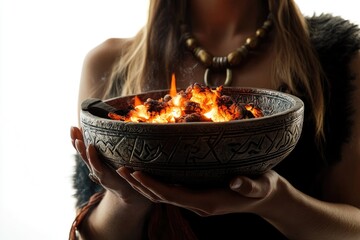 Poster - A person holding a bowl of flames
