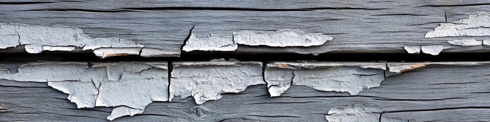 Poster - A worn-out piece of wood with peeling paint, suitable for rustic or vintage-themed designs