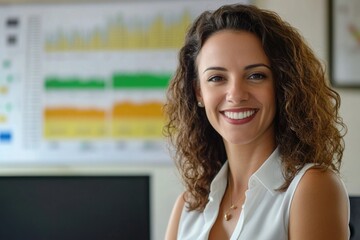 Poster - a woman sits at a desk in front of a computer, working or browsing