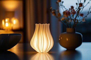 Poster - A decorative table setting with two vases and a candle