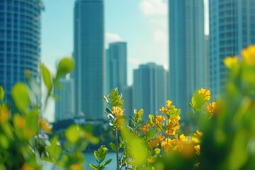 Wall Mural - Urban landscape with high-rise structures and city streets