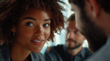 Sticker - A close-up shot of a woman looking at a man, with a mix of emotions on her face