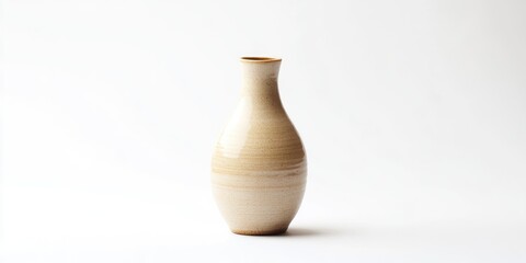 Wall Mural - A wooden vase sits alone on a clean white surface, perfect for decorating or photography props