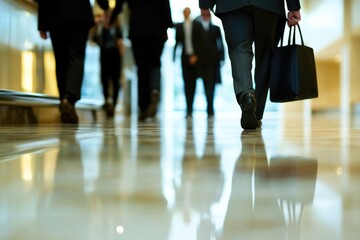 Poster - Group of professionals moving along a corridor, possibly heading to a meeting or conference