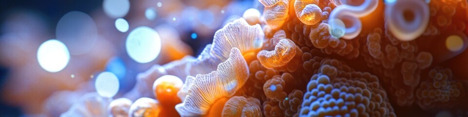 Poster - Close-up view of an orange coral covered in water droplets, great for nature and underwater themed designs