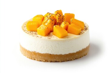 Poster - A delicious cake topped with fresh mango slices