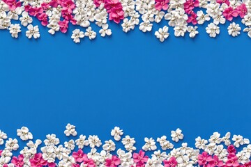 Aufkleber - A bouquet of pink and white flowers against a bright blue background