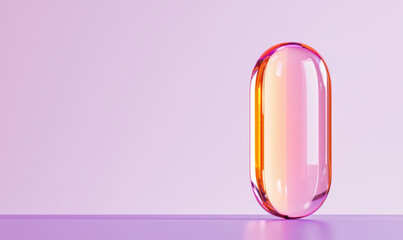 Poster - Captivating Abstract Visual: Elegant Glass Capsule with Gradient Colors on Soft Background for Modern Graphic Design Inspiration