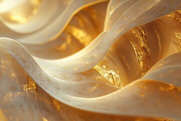 Aufkleber - A close-up view of a gold cloth with intricate patterns and textures