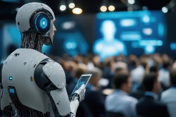 Poster - A robot stands out among a crowd of people
