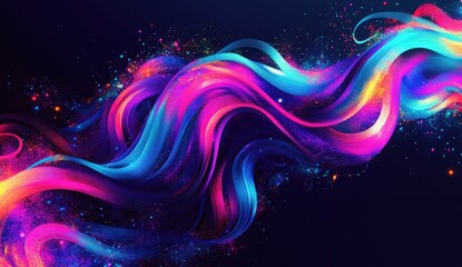 Wall Mural - abstract vibrant wave energy flow, dark background, digital art, website design