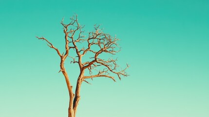 Poster - A single tree stands alone in the vast desert landscape