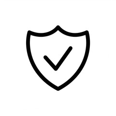 Poster - Simple and minimal black shield with check mark, representing security, protection and guarantee