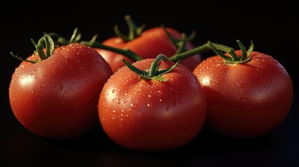 Poster - Fresh tomatoes arranged on a table with a simple background