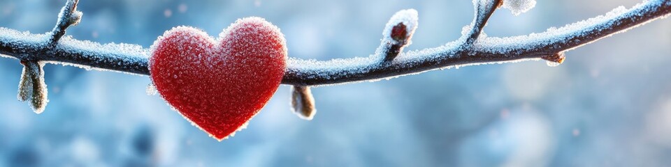 Poster - A frosty heart hangs from a tree branch, symbolizing the chill of winter or the emotional pain of losing love