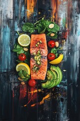 Wall Mural - Salmon Salad with Avocado