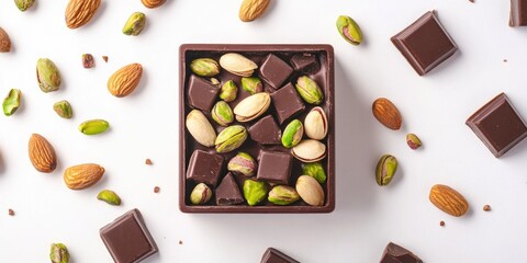 Wall Mural - Chocolate box with nuts and chocolate