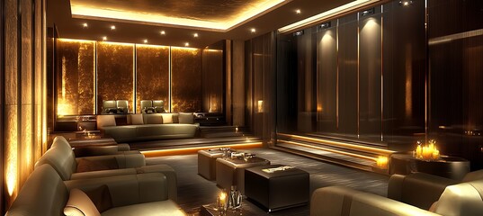 Poster - A modern home theater with plush seating, advanced sound systems, and a luxurious atmosphere