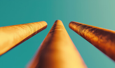 Poster - Exploring the Grandeur of Industrial Architecture: A Unique Perspective on Piping Structures Against a Vivid Blue Sky