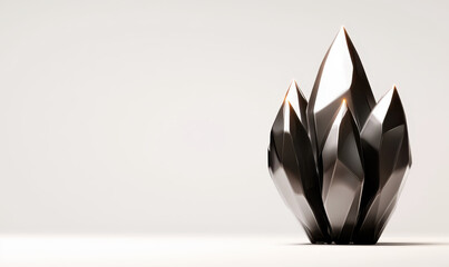 Poster - Explore the Dynamic Elegance of a Modern Metallic Sculpture: A Three-Dimensional Abstract Design That Captivates with Its Reflective Surfaces and Contemporary Aesthetic