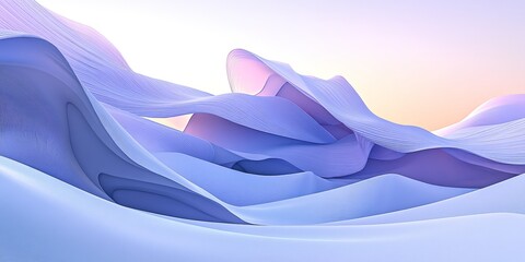 Poster - Abstract Lilac 3D Wave Pattern Flowing Texture in Monochromatic Color Palette for Minimalist Design