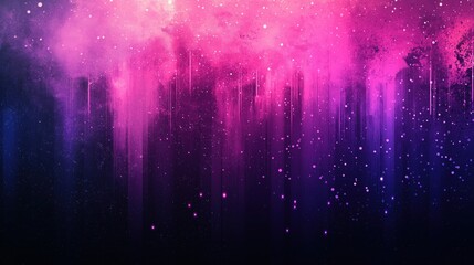 Wall Mural - Neon pink cosmic dust cascading over a dark purple cosmic background
