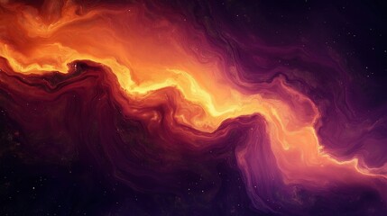 Wall Mural - fluid abstract cosmic swirl with fiery orange and deep purple tones