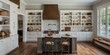© RaksaLinggo - Elegant Kitchen Design With White Cabinets And Open Shelving