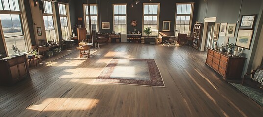 Poster - An artistic gallery space with unique displays, open layout, and dramatic lighting