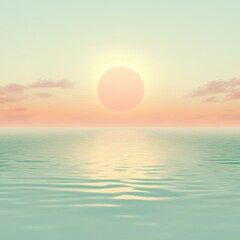 Wall Mural - Gentle ocean sunset with pastel colors and soft light